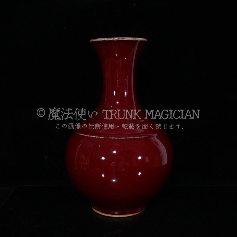 旧家蔵出し 大清光緒年製 紅釉 開片 賞瓶 古陶瓷器 陶芸 造型精美 古