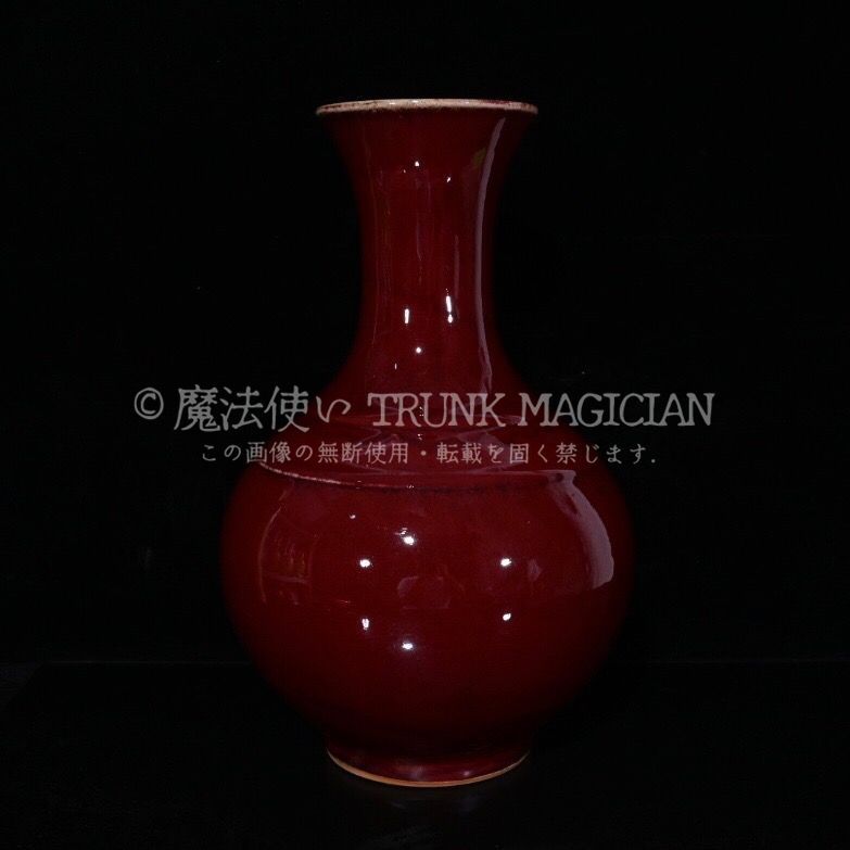 旧家蔵出し 大清光緒年製 紅釉 開片 賞瓶 古陶瓷器 陶芸 造型精美 古