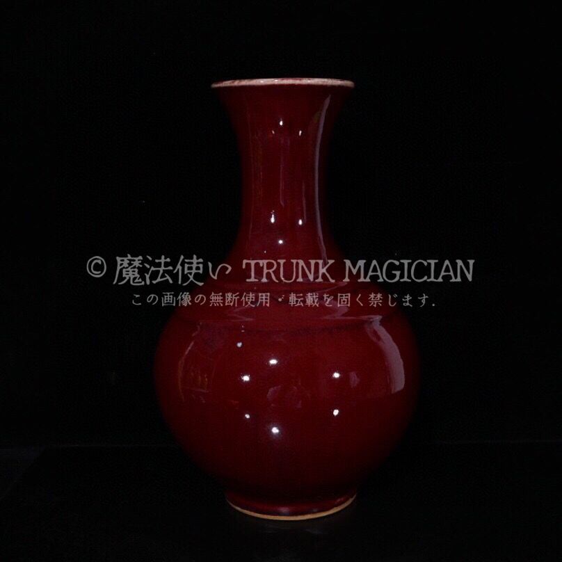 旧家蔵出し 大清光緒年製 紅釉 開片 賞瓶 古陶瓷器 陶芸 造型精美 古