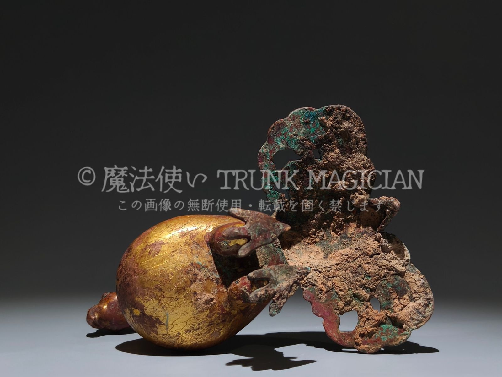 旧家蔵出し 唐 青銅器彫 青銅 塗金 鳳鳥 食器 祭祀品 副葬品 供養品 古