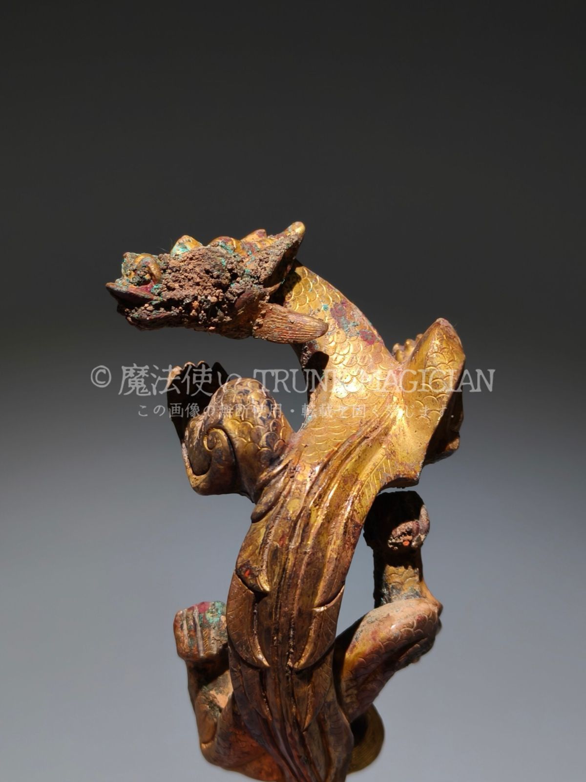 旧家蔵出し 宋 青銅器彫 青銅 塗金 簪工龍 食器 祭祀品 副葬品 供養品