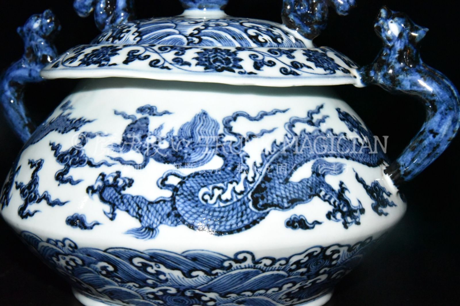 旧家蔵出し 大明宣德年製 青花 龍紋 蓋罐 古陶瓷器 陶芸 造型精美 古