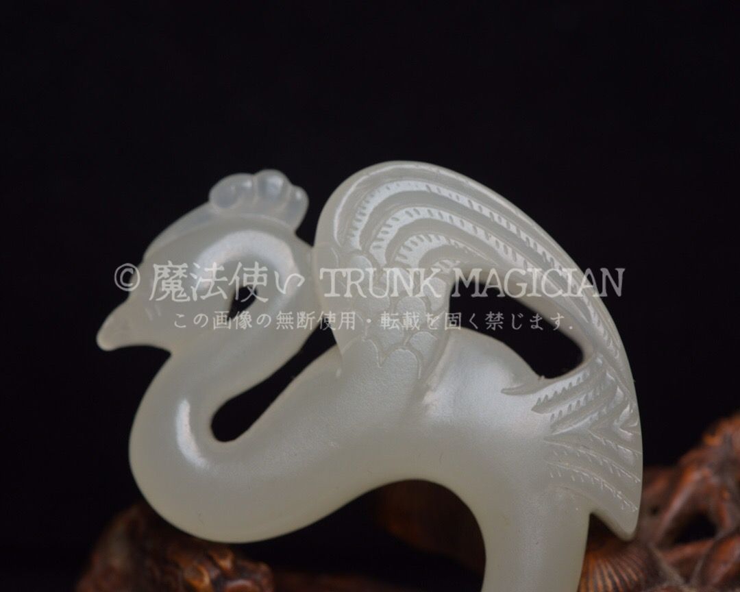 旧家蔵出し 和田玉細密彫 羊脂白玉 沁色自然 玉鳥 彫刻 根付 裝身具 賞