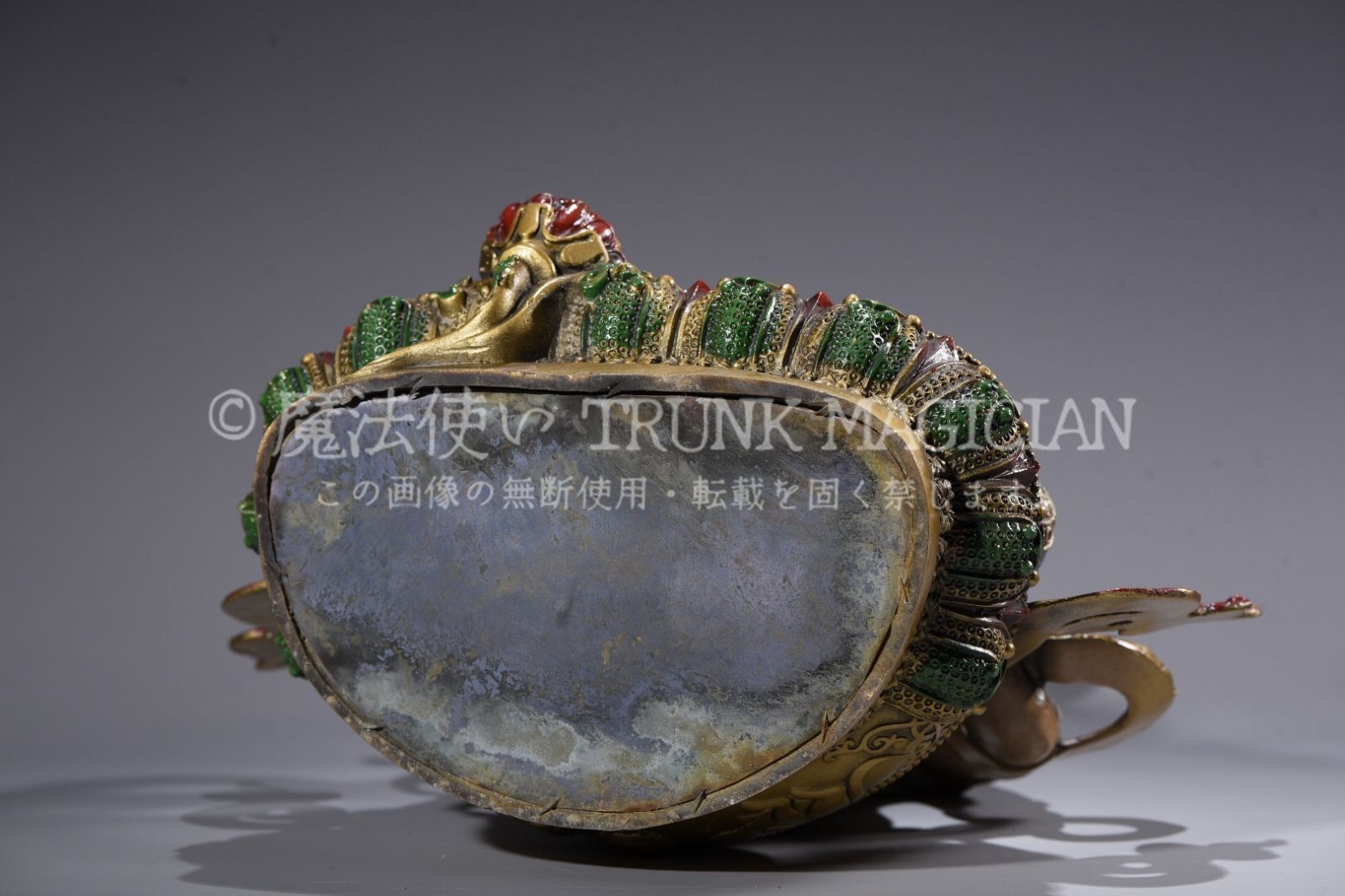 旧家蔵出し 銅製 金鍍 彩繪 黄財神像 仏像 仏教古美術 密宗密教 供養品