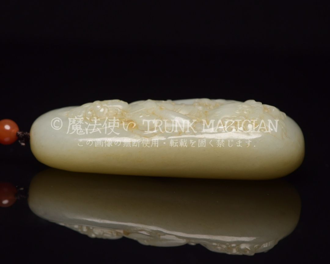 旧家蔵出し 和田玉細密彫 高古件 觀世音菩薩像 ペンダント 根付 置物