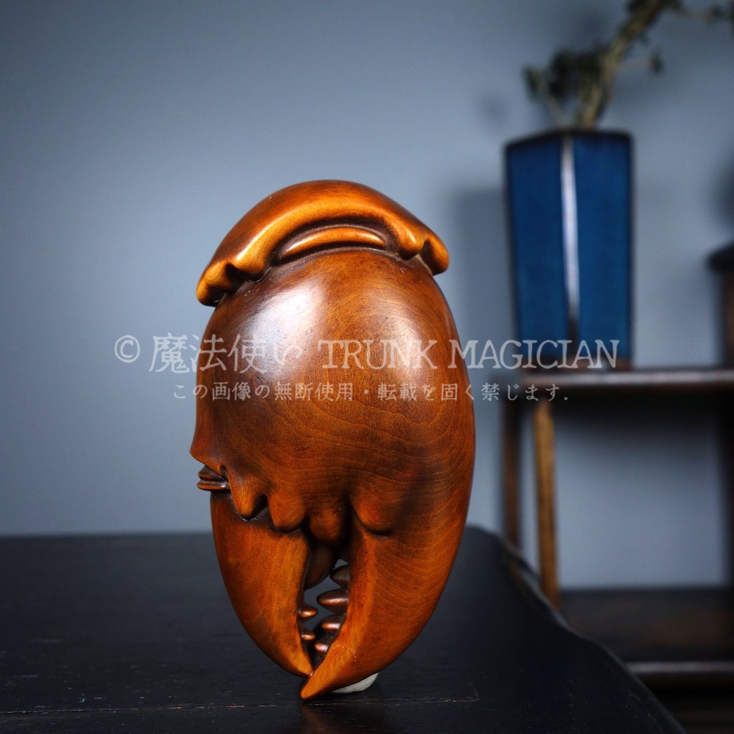 旧家蔵出し 黄楊木細密彫 招財蟹鉗 置物 賞物 文房具 書道品 供養品 古