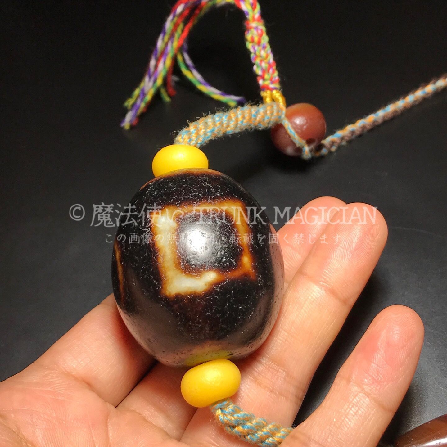 旧家蔵出し 瑪瑙細密彫 自然風化紋 雙天地天珠ネックレス本 根付 供養