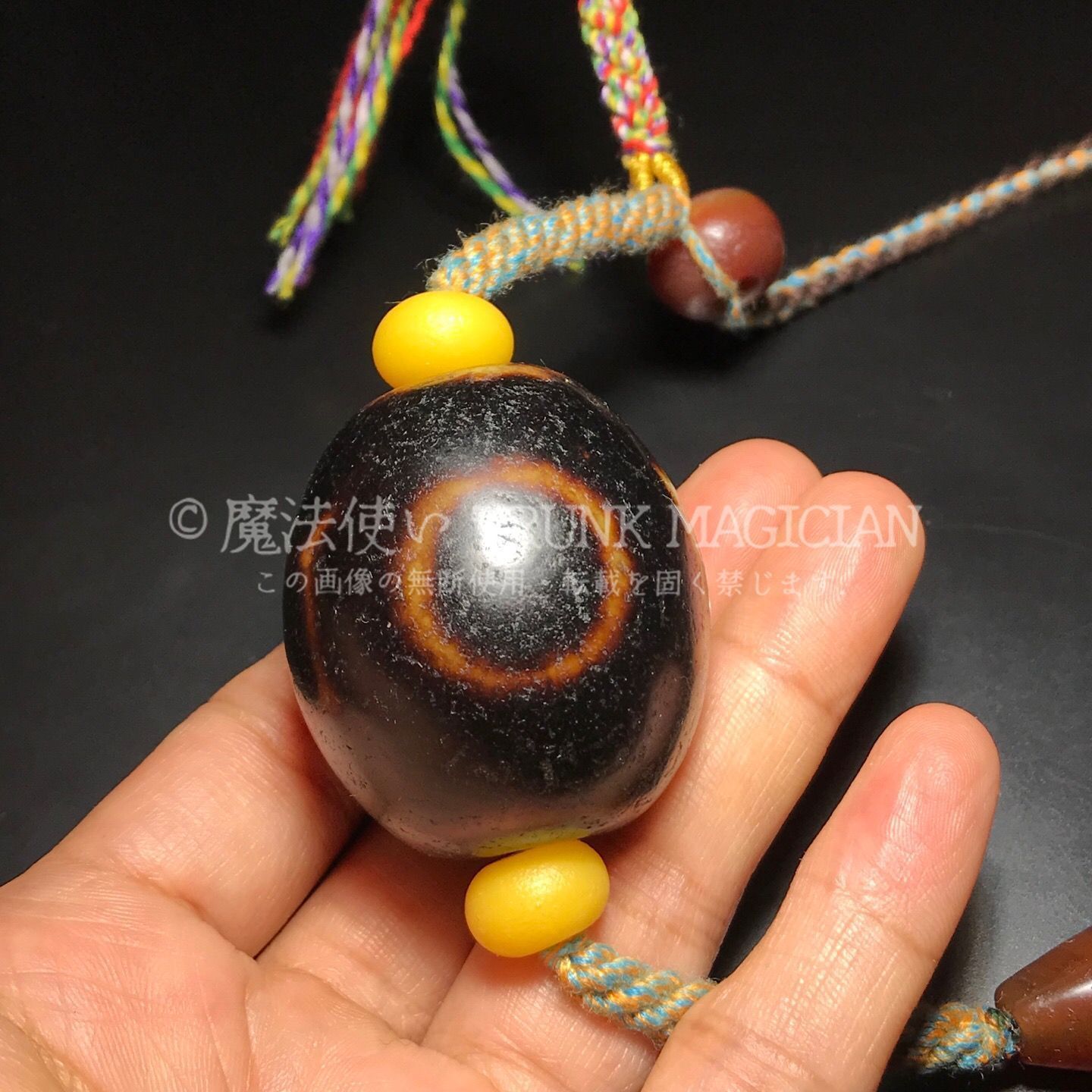 旧家蔵出し 瑪瑙細密彫 自然風化紋 雙天地天珠ネックレス本 根付 供養