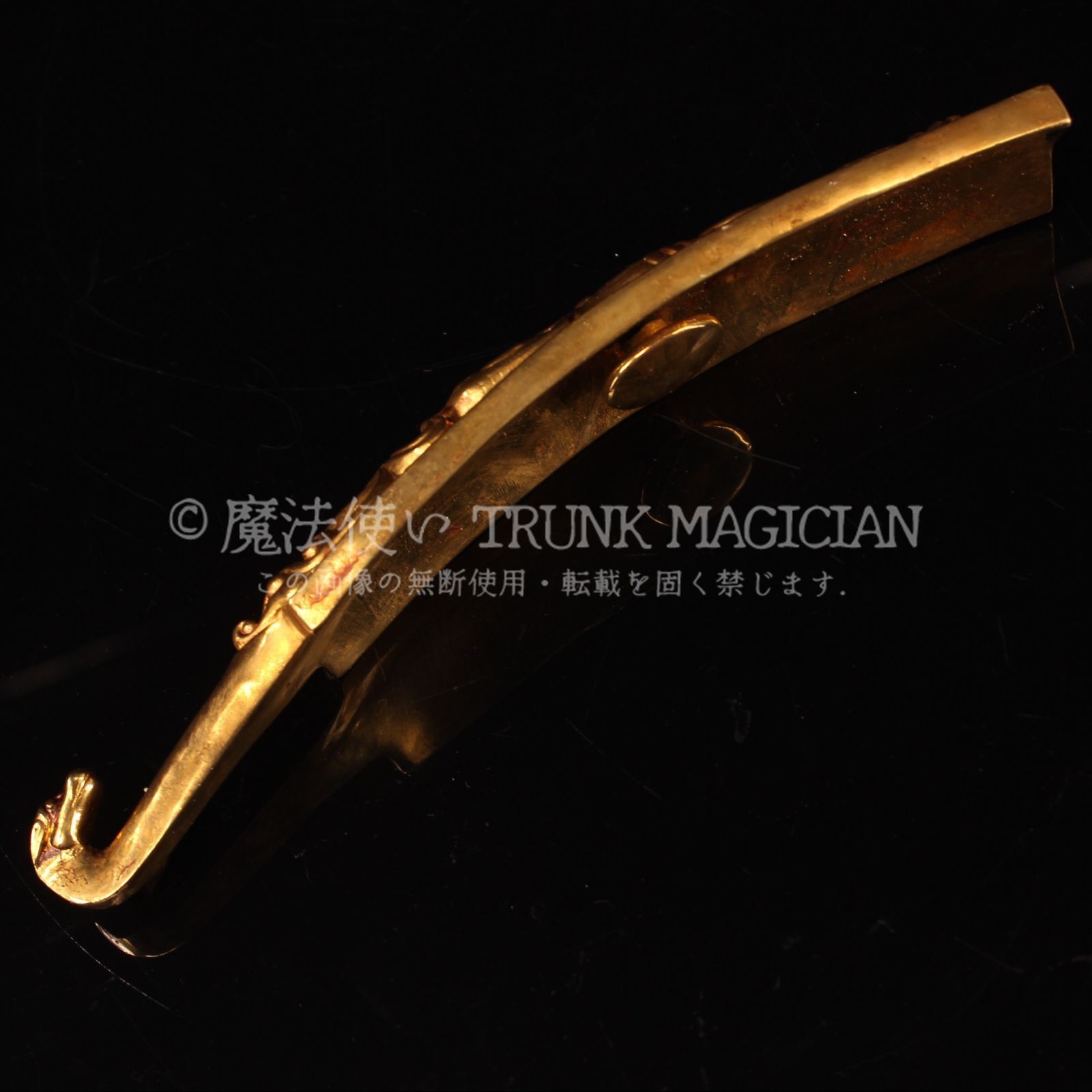 旧家蔵出し 銅製 塗金 浮彫 鏨刻 龍勾如意腰帶扣 置物 賞物 供養品 古