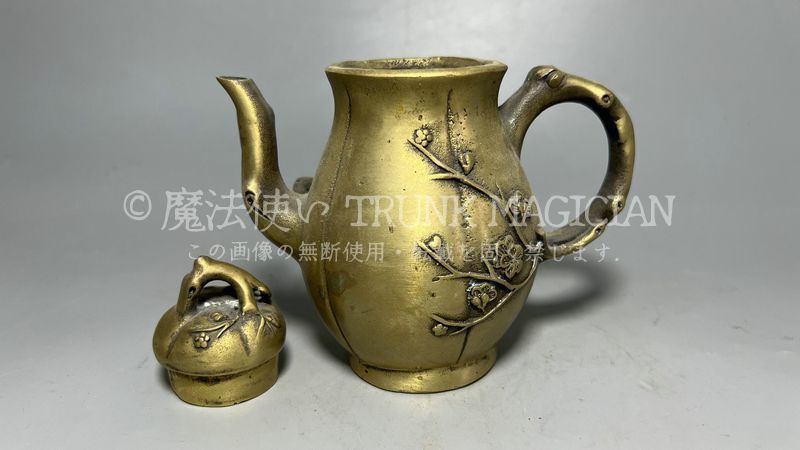 旧家蔵出し 銅製細作 梅花紋 茶壷 酒壷 茶道具 酒道具 古美術品 収集家