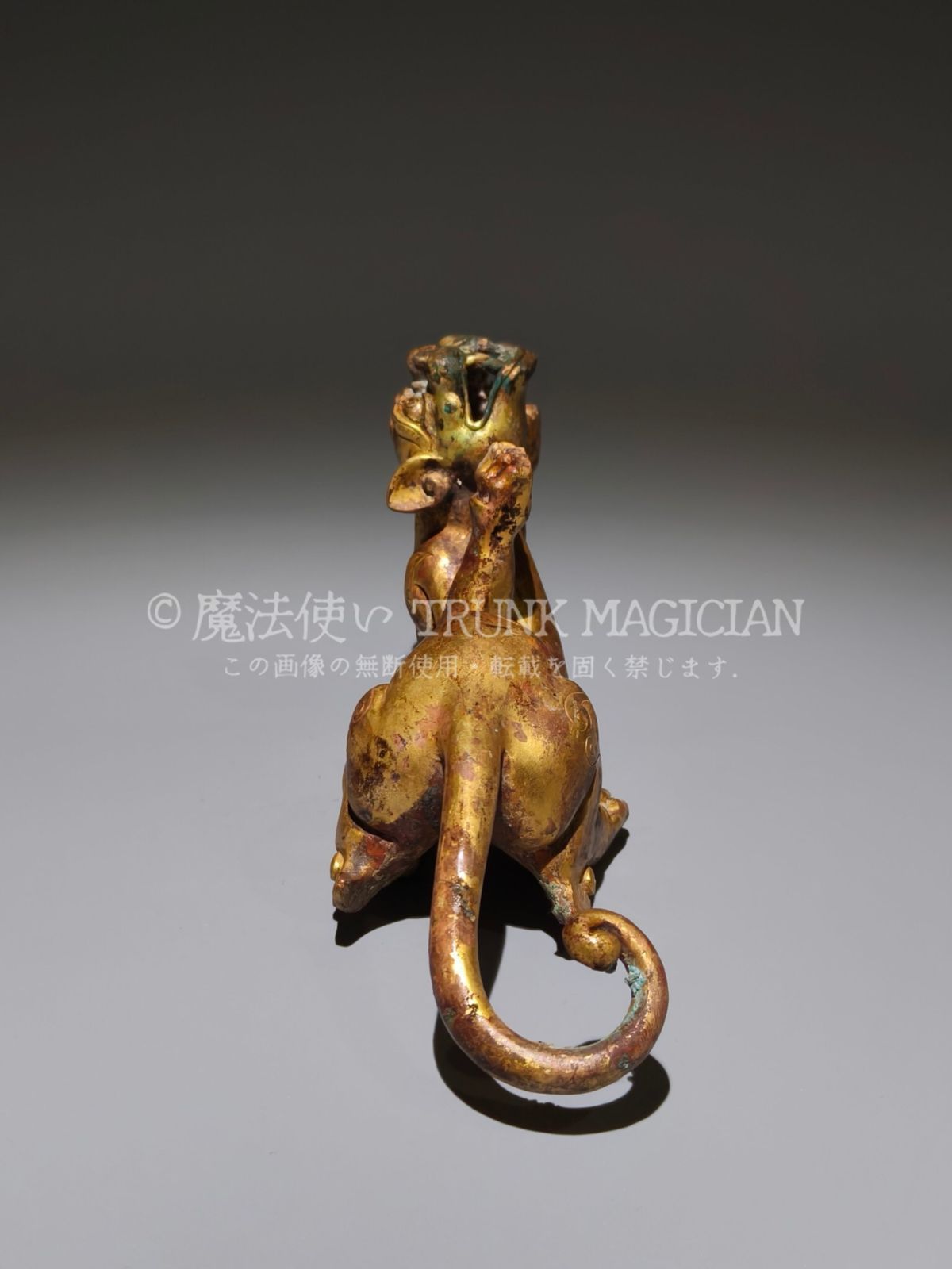 旧家蔵出し 戦 青銅器彫 青銅 塗金 虎形獣 食器 祭祀品 副葬品 供養品