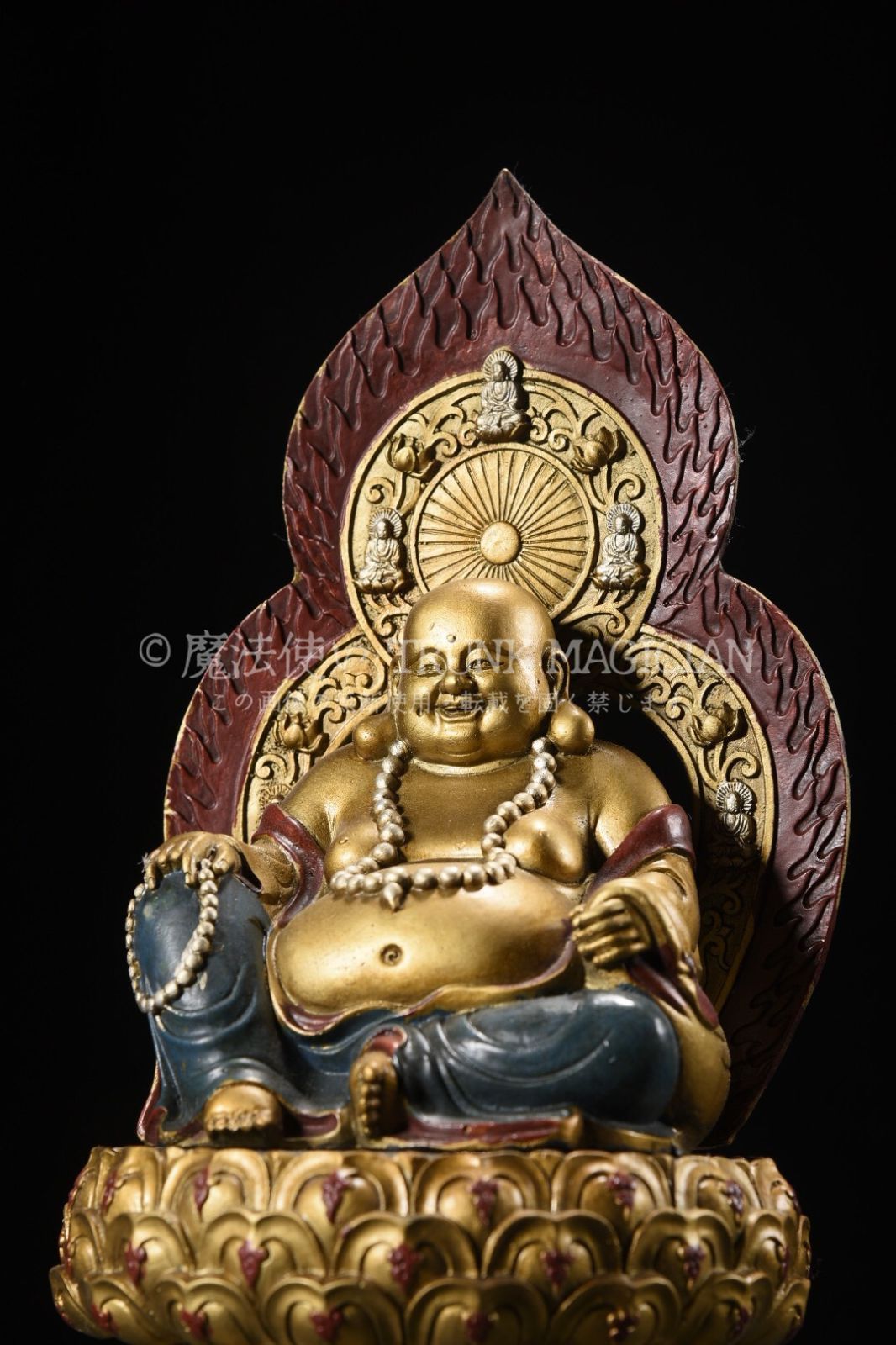 旧家蔵出し 銅製 金鍍 彩繪 彌勒仏 仏像 仏教古美術 密宗密教 供養品