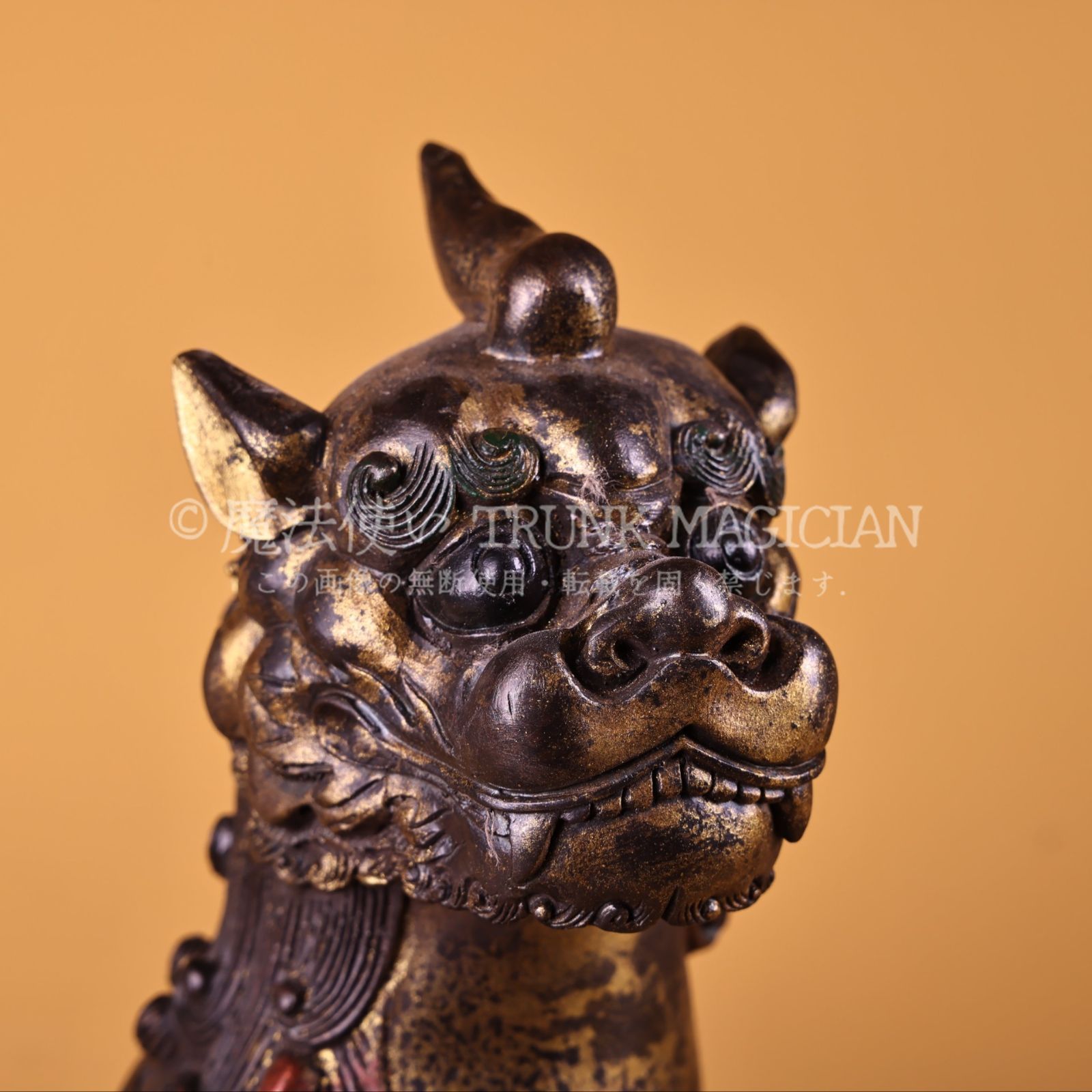 旧家蔵出し 銅製 泥金 獨角獣 置物 賞物 供養品 古美術品 収集家