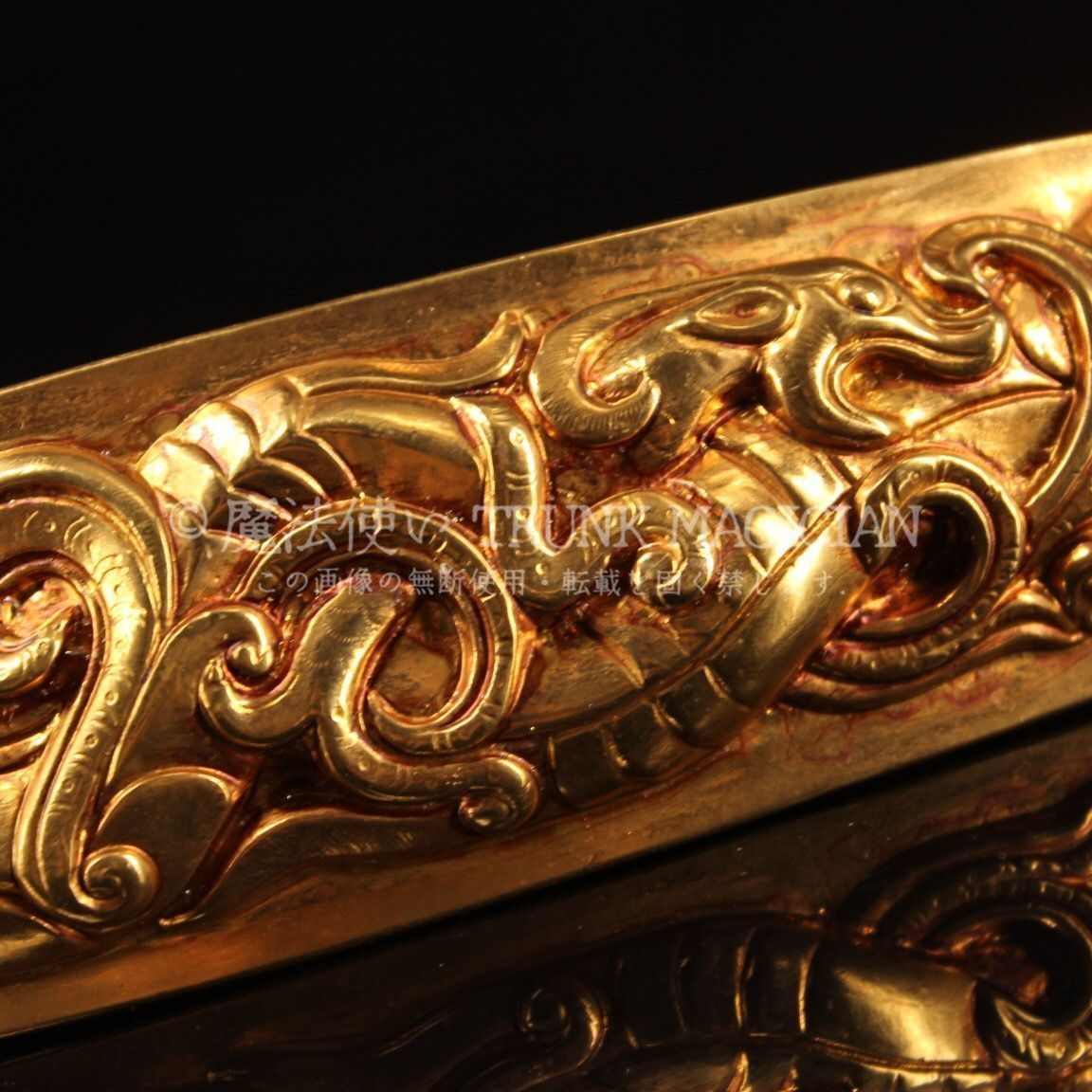 旧家蔵出し 銅製 塗金 浮彫 鏨刻 龍勾如意腰帶扣 置物 賞物 供養品 古