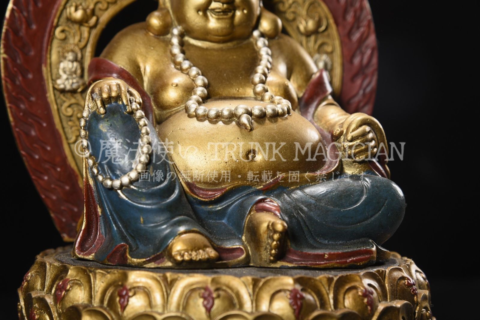 旧家蔵出し 銅製 金鍍 彩繪 彌勒仏 仏像 仏教古美術 密宗密教 供養品