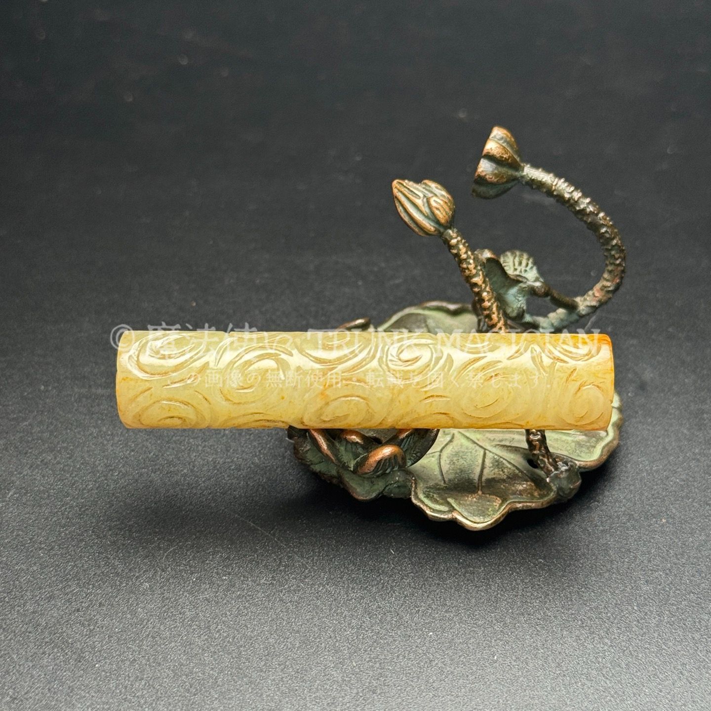 旧家蔵出し 和田玉細密彫 羊脂白玉 沁色自然 祥雲紋 勒子 彫刻 根付 裝