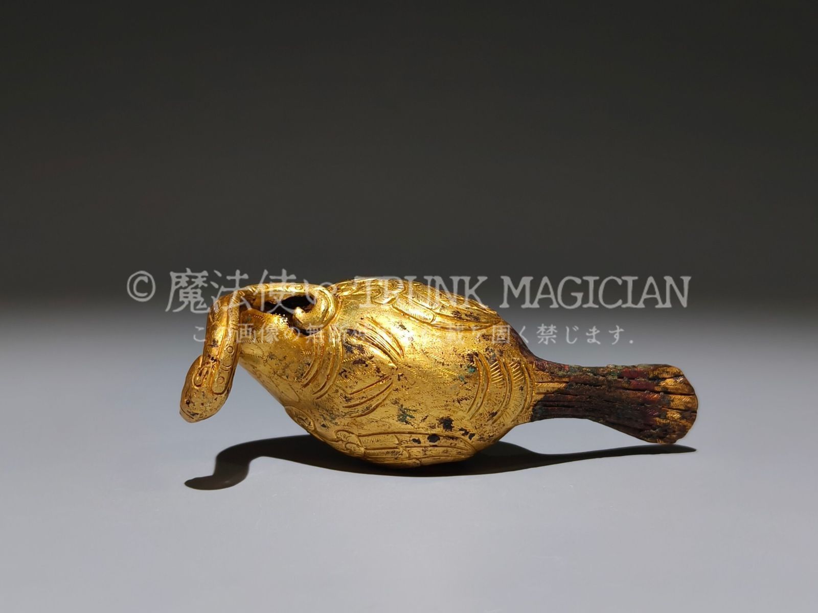 旧家蔵出し 漢 青銅器彫 青銅 塗金 鳥形仗手 食器 祭祀品 副葬品 供養