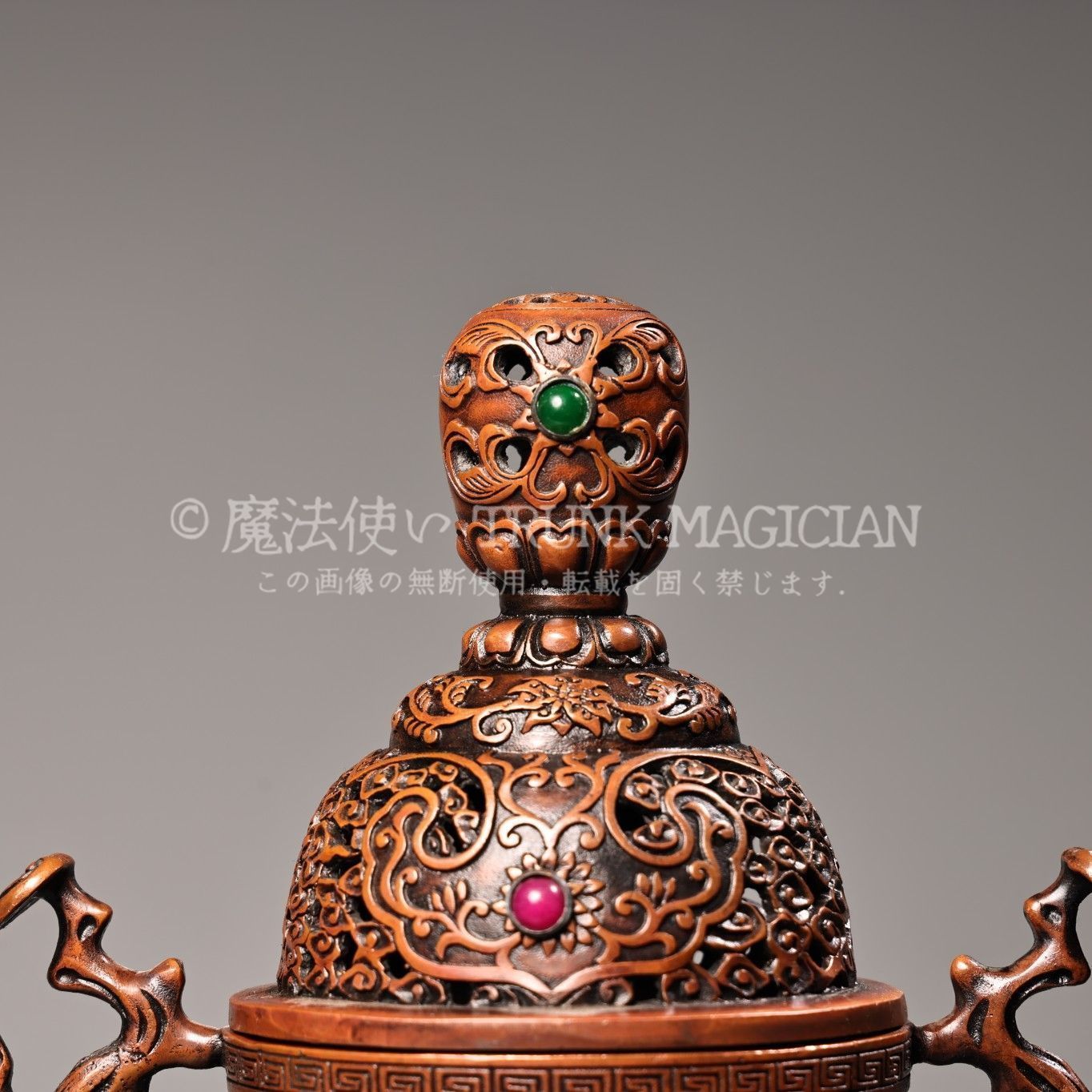 旧家蔵出し 紫銅製 寶石嵌 三足香炉 香道具 逸品仏具 熏香炉 仏具一般