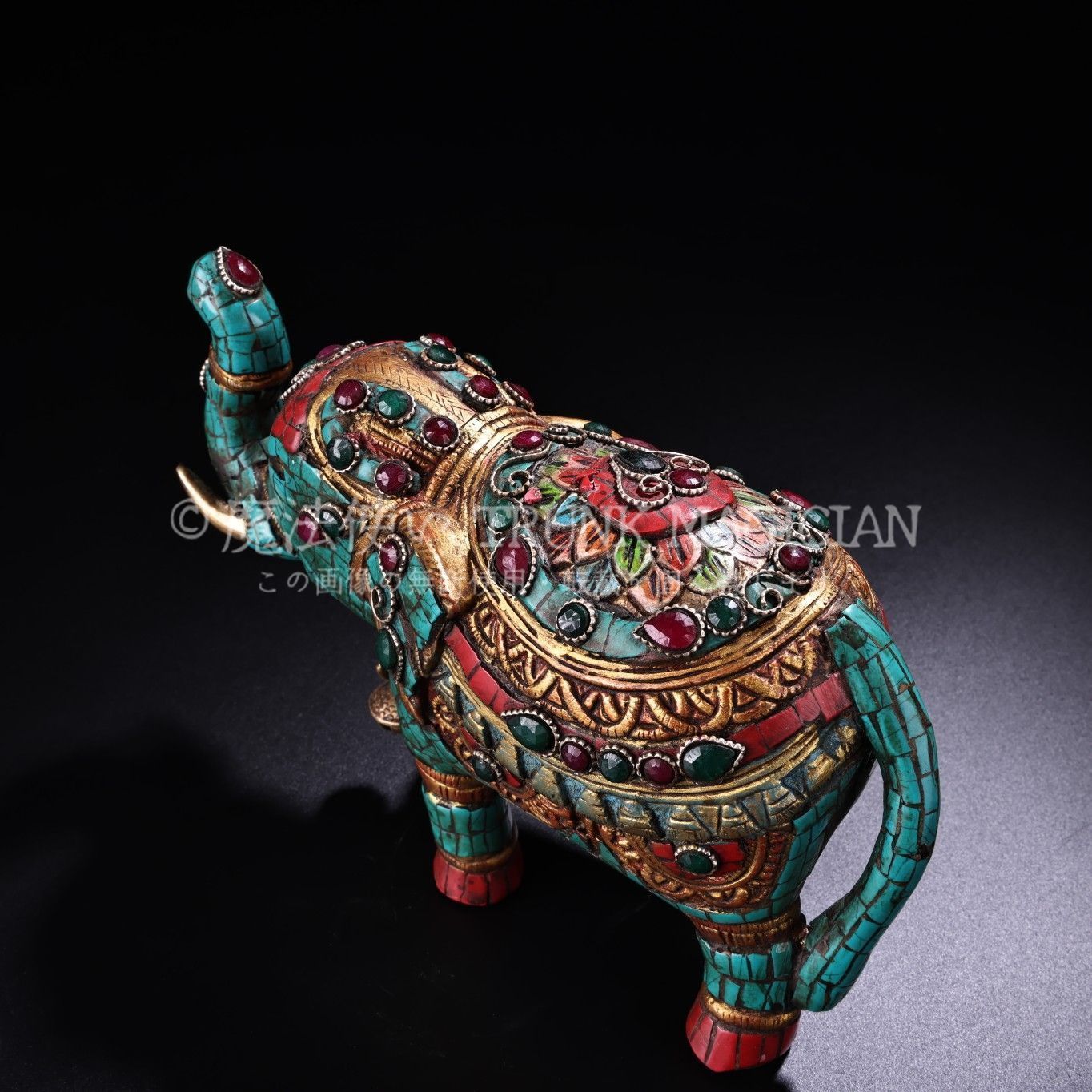 旧家蔵出し 蔵傳 寶石嵌 彩繪 描金 太平有象 造型精美 供養品 古 旧家蔵出し 蔵傳 寶石嵌 彩繪 描金 太平有象 造型精美 供養品 古