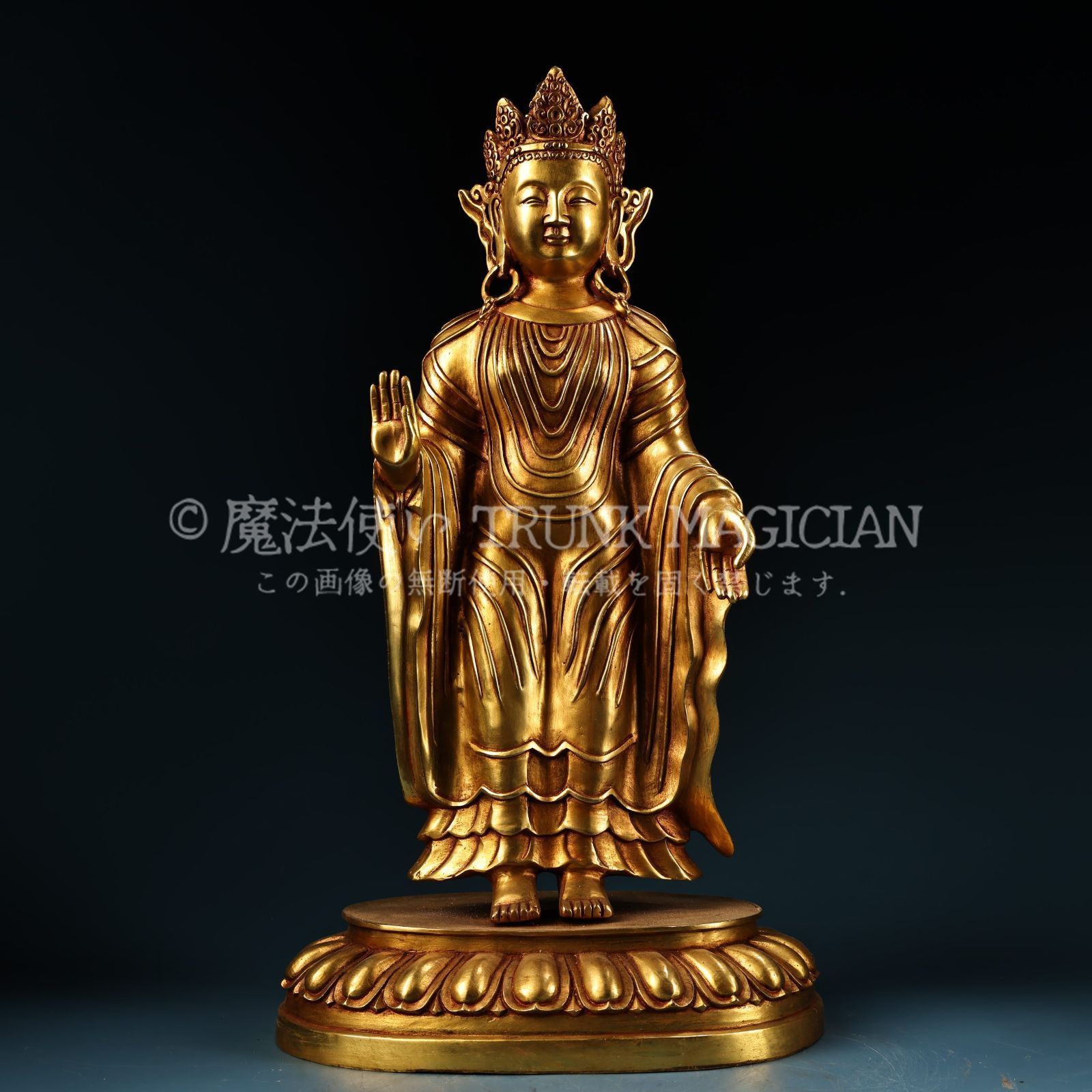 旧家蔵出し 銅製 塗金 浮彫 鏨刻 北魏仏像 仏像 密宗密教 供養品 古