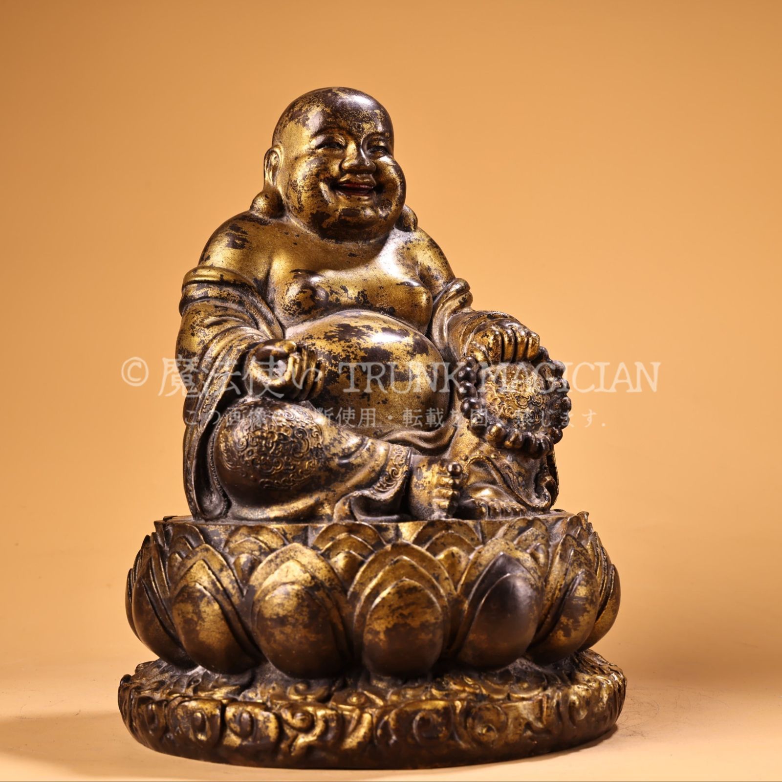 旧家蔵出し 銅製 泥金 大肚彌勒仏 仏像 仏教古美術 密宗密教 供養品 古