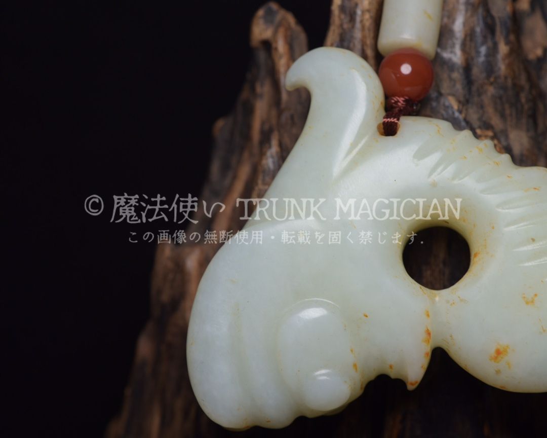 旧家蔵出し 和田玉細密彫 高古件 透空彫 玉豬龍 根付 置物 賞物 供養品