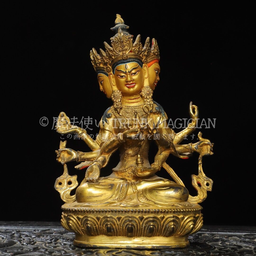 旧家蔵出し 銅製 塗金 尊勝仏母像 仏像 宗教 仏教古美術 供養品 古美術