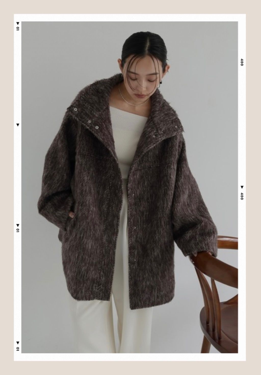 lumier シャギースタンドカラーコート ブラウン LIAN リュミエ - メルカリ