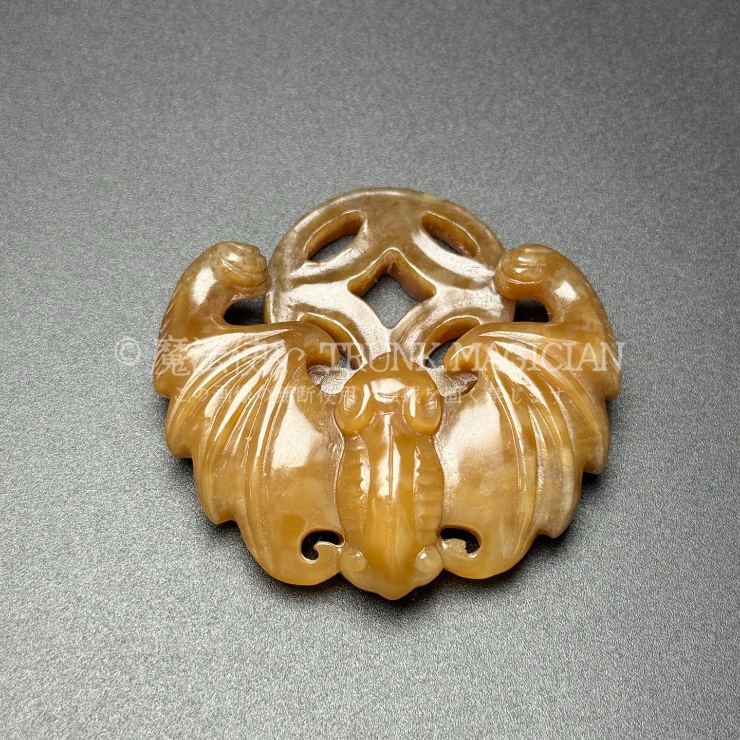 黄玉細密彫り鳳と何でしょアンティークオブジェ 黄玉細密彫り鳳と何でしょアンティークオブジェ