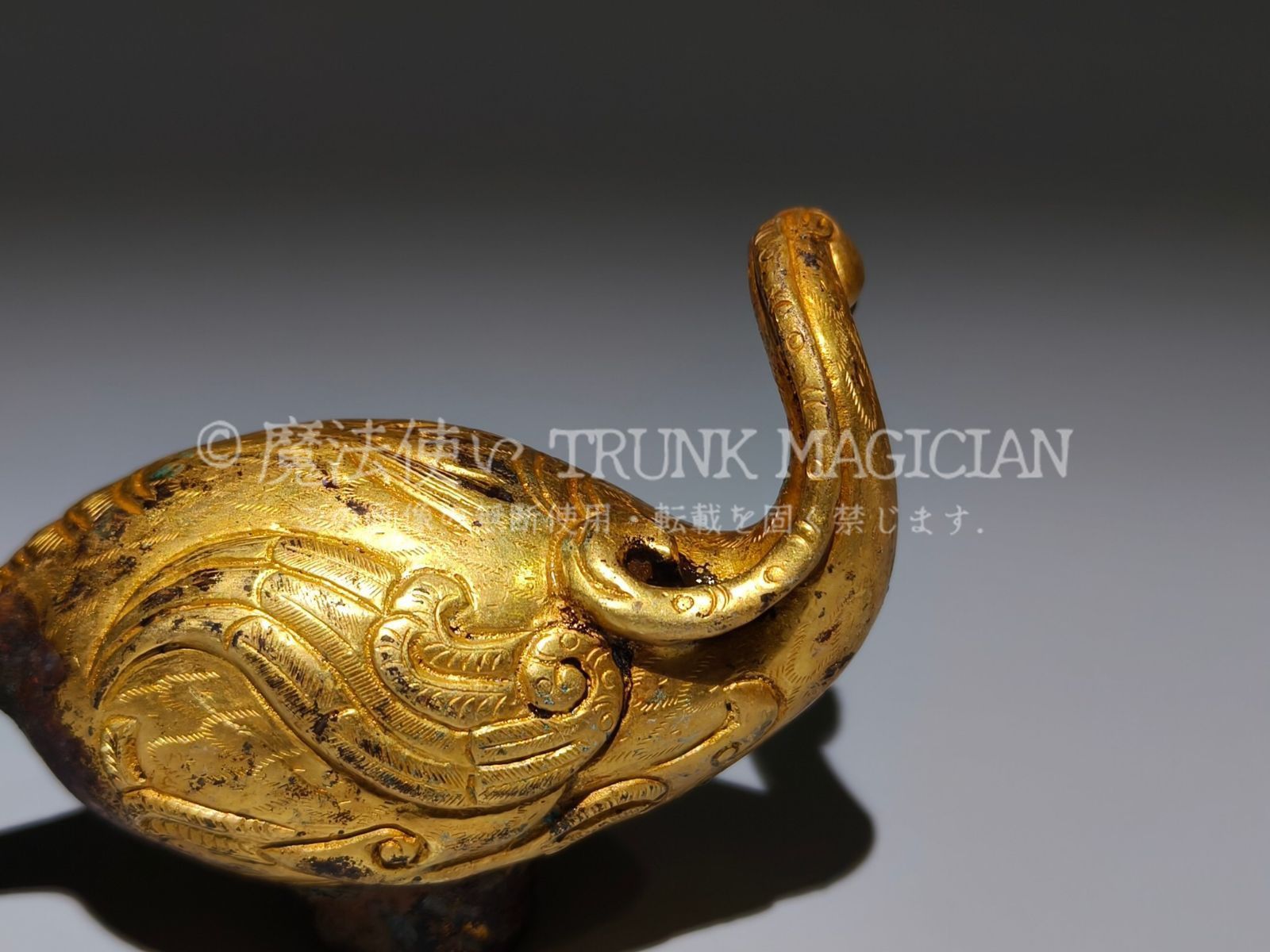 旧家蔵出し 漢 青銅器彫 青銅 塗金 鳥形仗手 食器 祭祀品 副葬品 供養