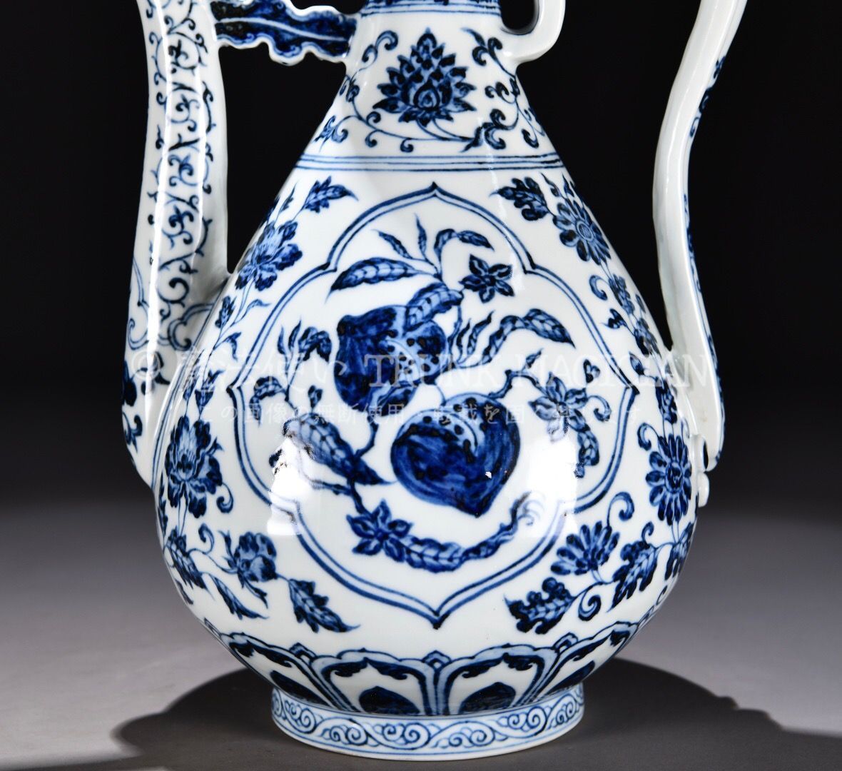 旧家蔵出し 大明宣德年製 青花 松枝瓜果紋 執壷 古陶瓷器 陶芸 造型