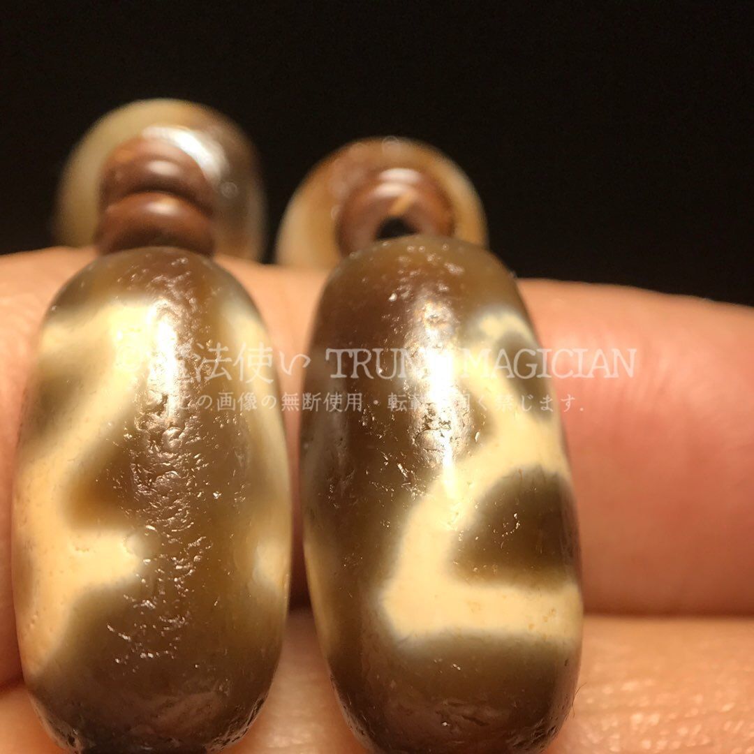 旧家蔵出し 瑪瑙細密彫 自然風化紋 財神天珠念珠ネックレス本 根付