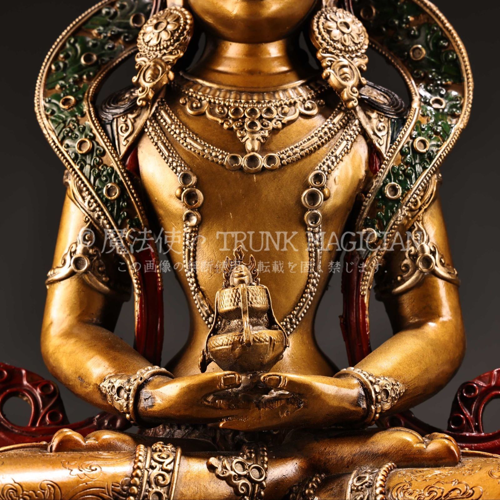 長寿仏 仏像 寸仏 銅器 彫刻 装飾品 工芸品 美術品 置物 旧家蔵出し 銅製 浮彫 鏨刻 描金 彩繪 長寿仏 仏像 密宗密教 供養品 古