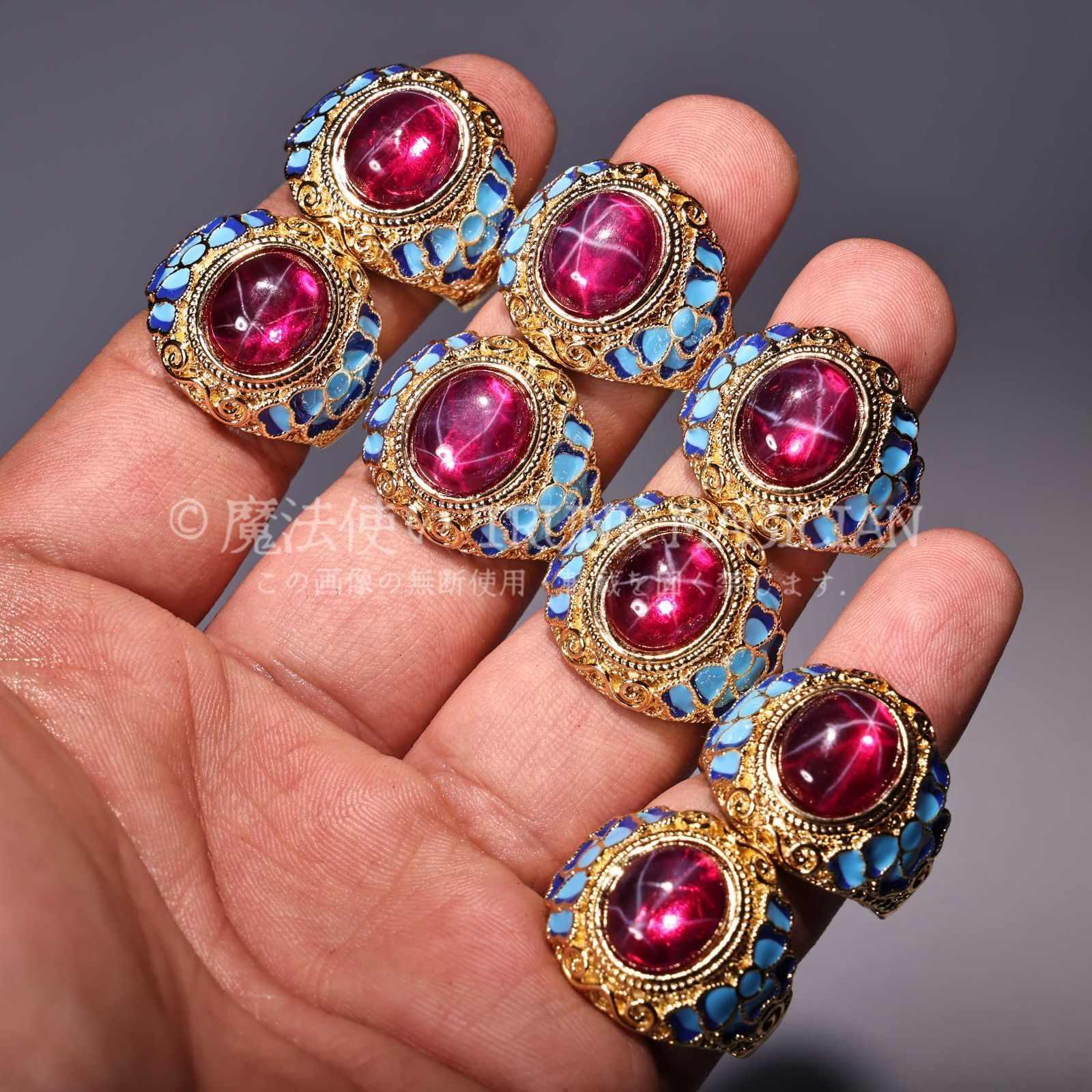 旧家蔵出し寶石 星光石細作 指輪 漆箱付 置物 文房賞物 供養品 古美術