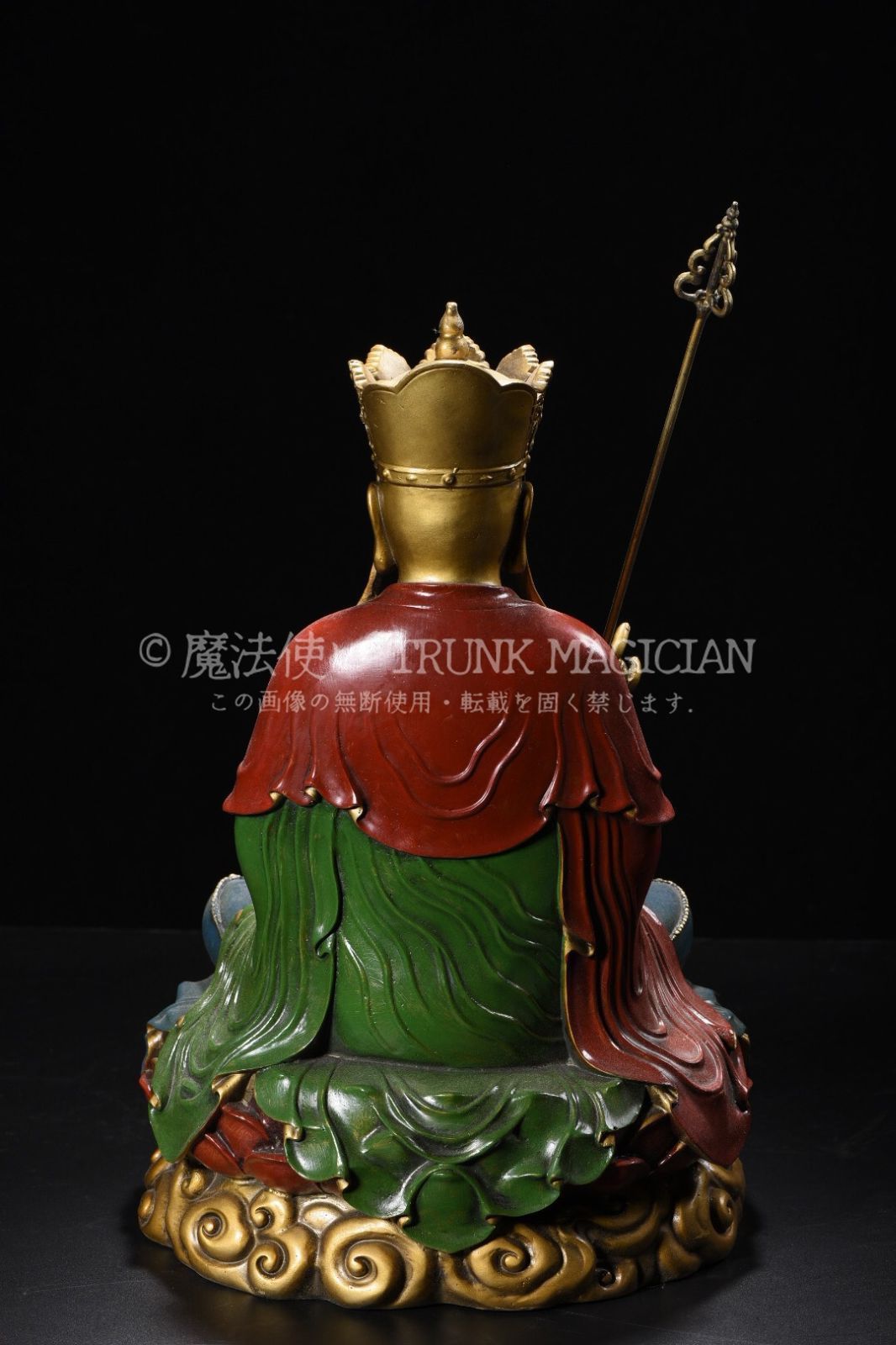 旧家蔵出し 銅製 金鍍 彩繪 地藏王菩薩像 仏像 仏教古美術 密宗密教