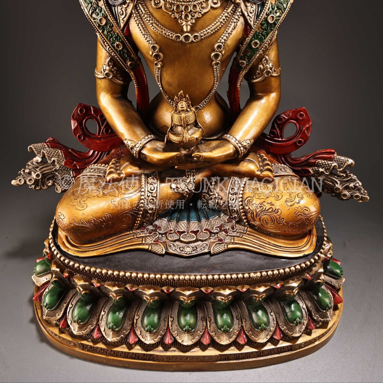 旧家蔵出し 銅製 浮彫 鏨刻 描金 彩繪 長寿仏 仏像 密宗密教 供養品 古