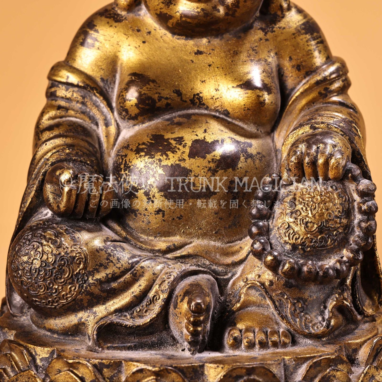 旧家蔵出し 銅製 泥金 大肚彌勒仏 仏像 仏教古美術 密宗密教 供養品 古