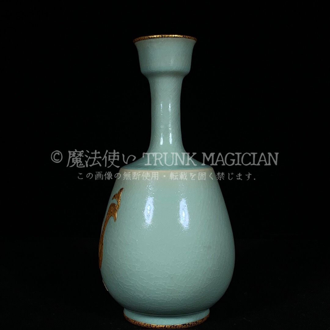 旧家蔵出し 宋 汝窯 金嵌 鳳紋 盤口瓶 古陶瓷器 陶芸 造型精美 古美術