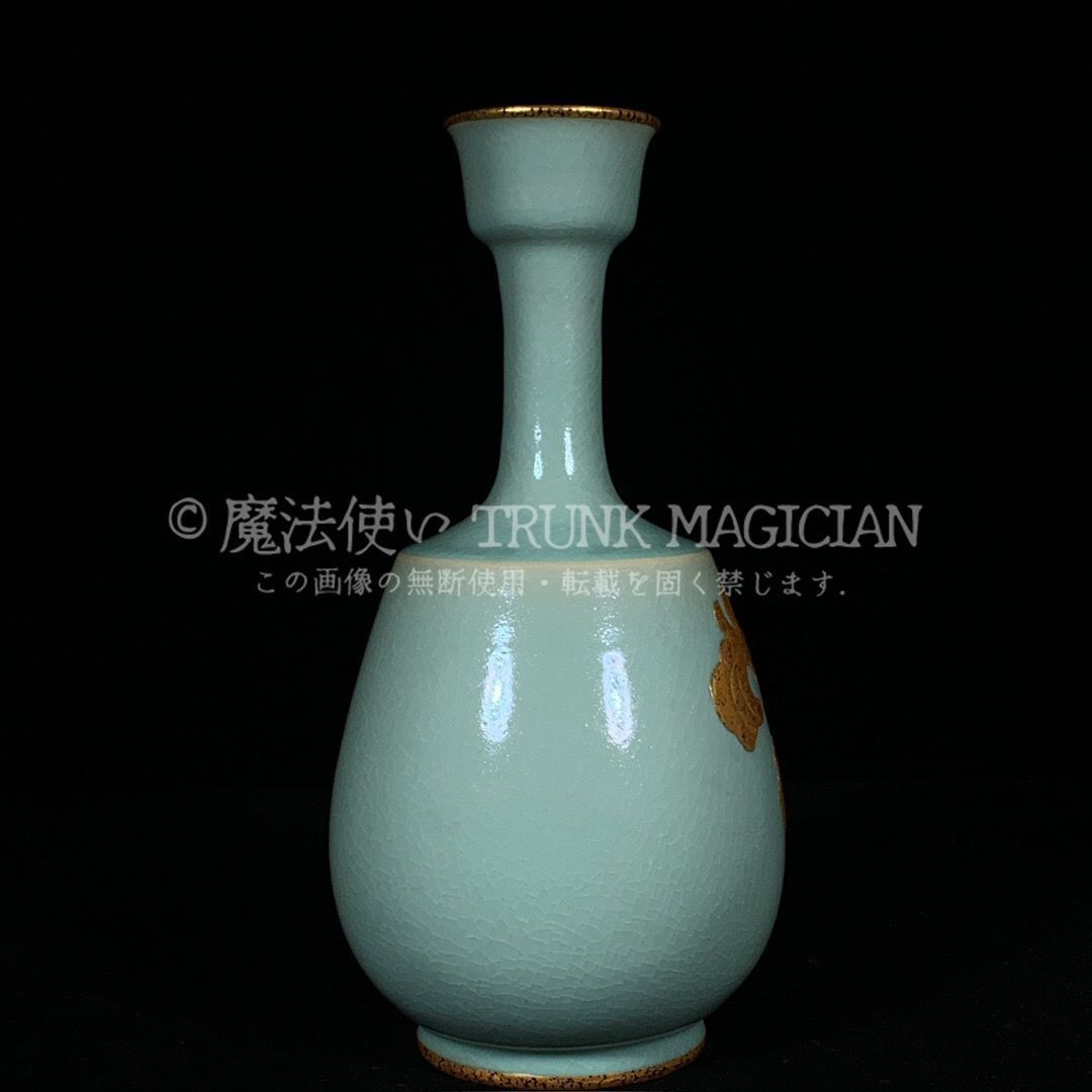 旧家蔵出し 宋 汝窯 金嵌 鳳紋 盤口瓶 古陶瓷器 陶芸 造型精美 古美術