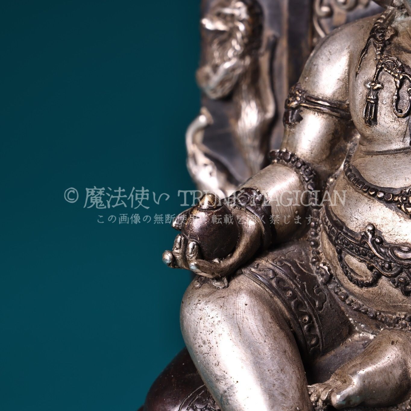 旧家蔵出し 銅製 銀鍍 黄財神像 仏像 宗教 仏教古美術 供養品 古美術品