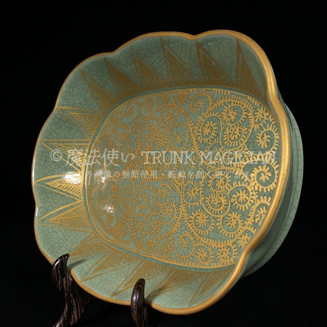 旧家蔵出し 宋 汝窯 描金 花卉紋 水仙盆 古陶瓷器 陶芸 造型精美 古