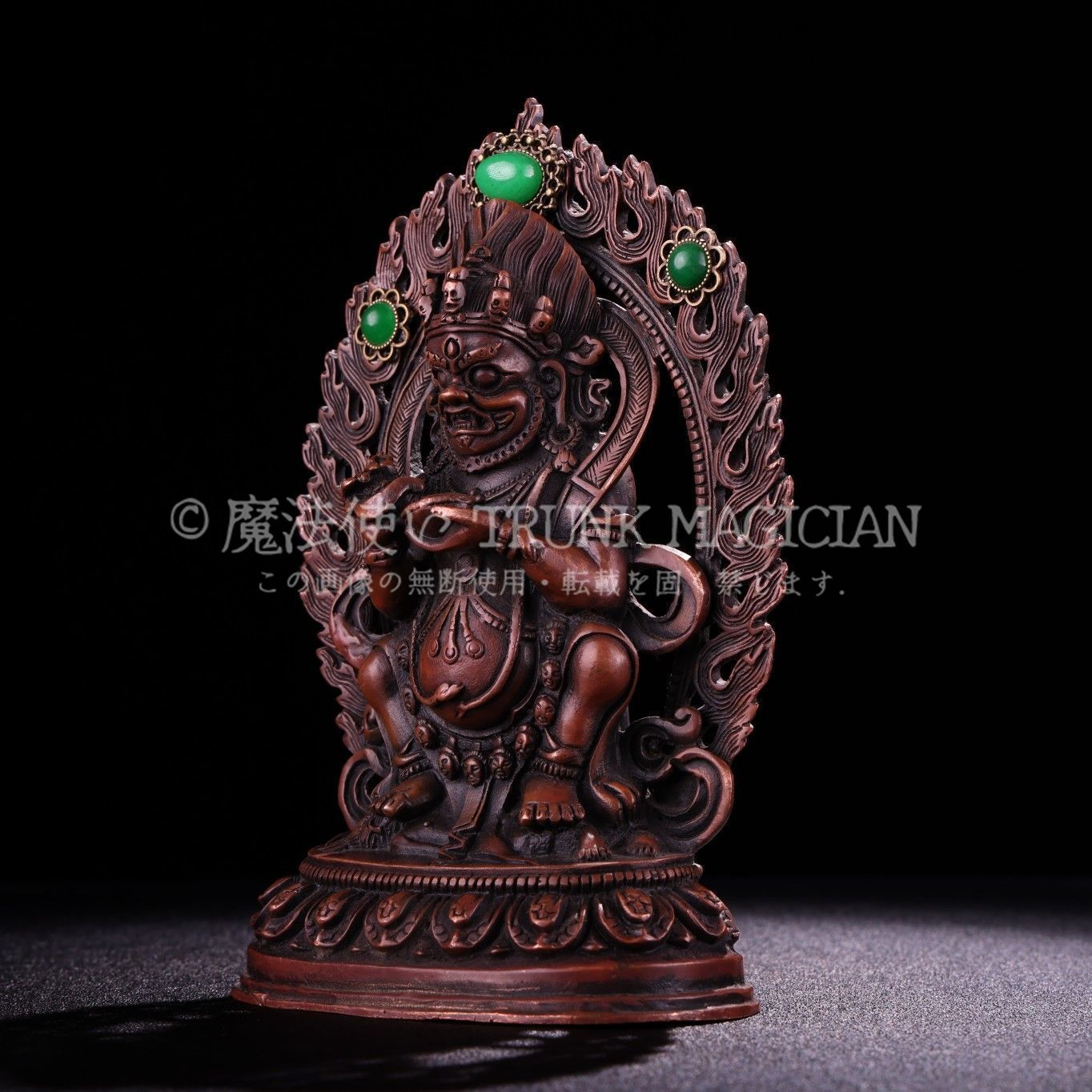 旧家蔵出し 紫銅製 寶石嵌 大黑天 護法像 仏像 密教上品 置物 文房賞物