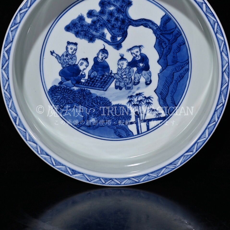 旧家蔵出し 大清乾隆年製 青花 童子紋 筆洗 古陶瓷器 陶芸 造型精美 古
