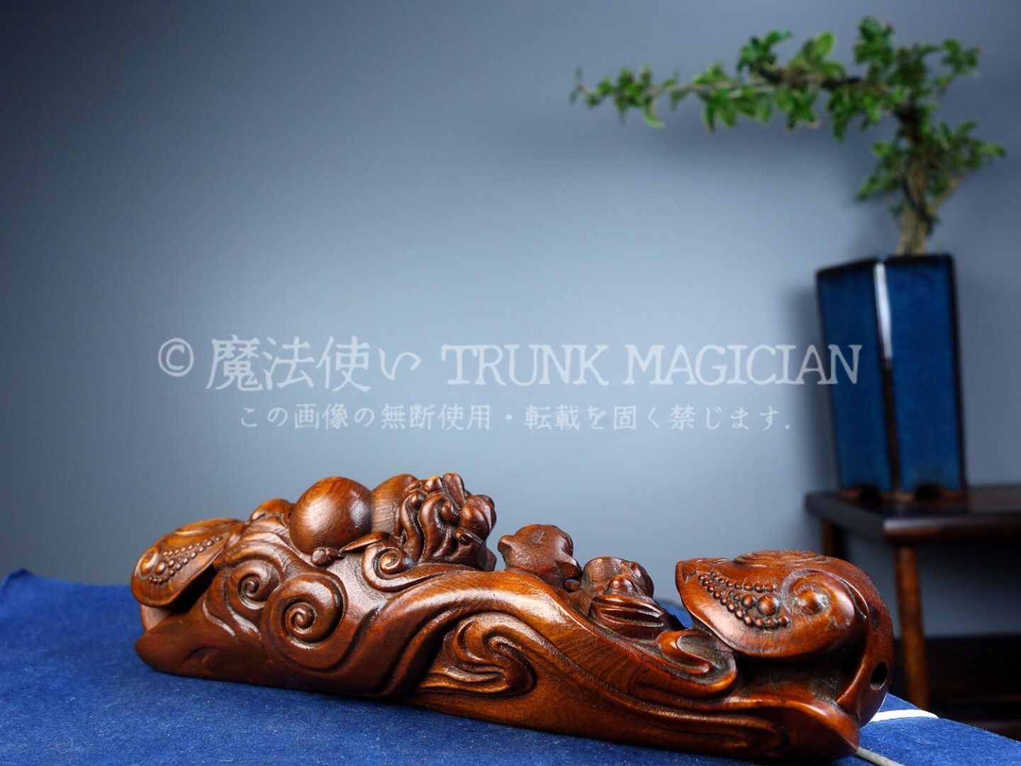 旧家蔵出し 黄楊木細密彫 如意 置物 賞物 文房具 書道品 供養品 古美術