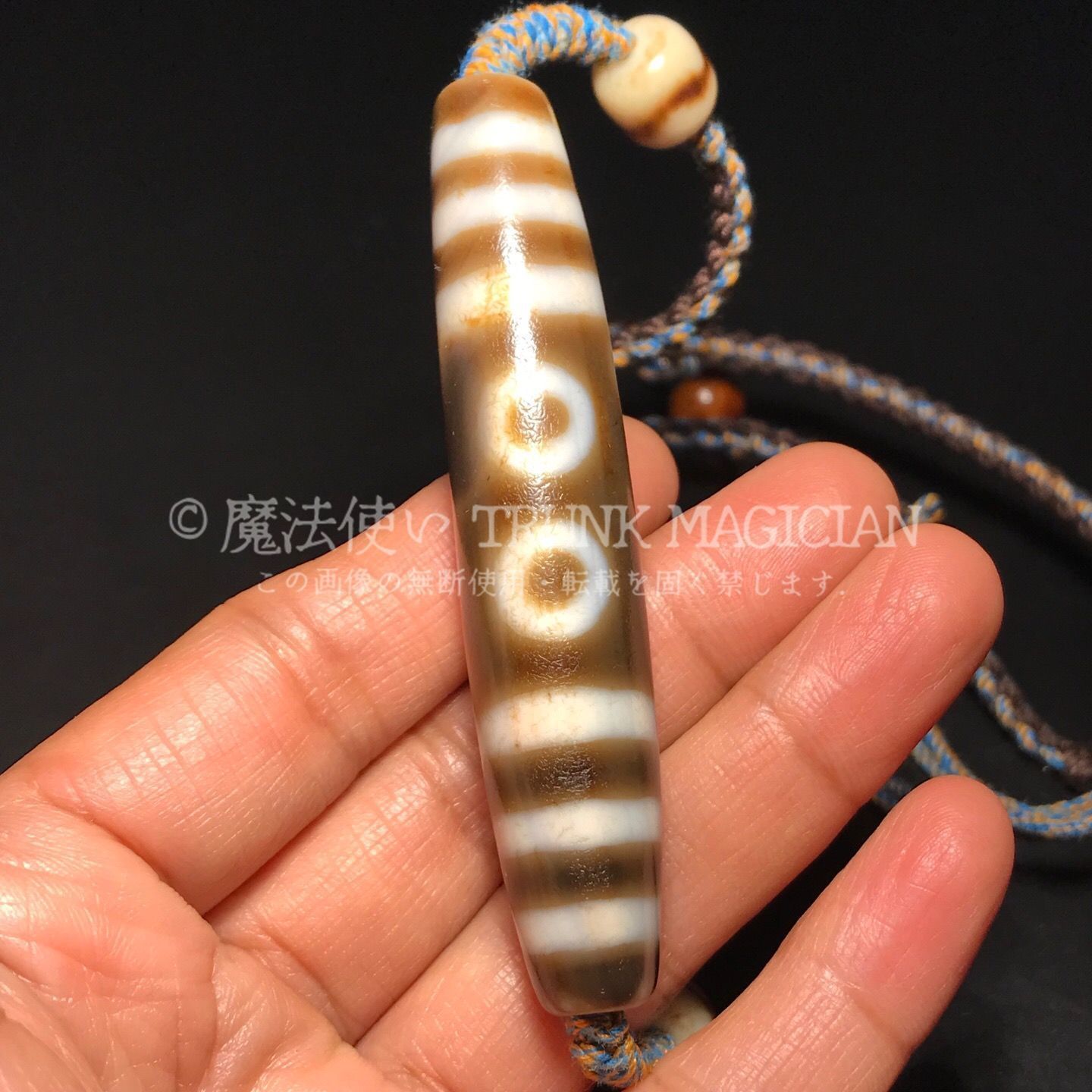 旧家蔵出し 瑪瑙細密彫 自然風化紋 五眼天珠鎖骨ネックレス本 根付