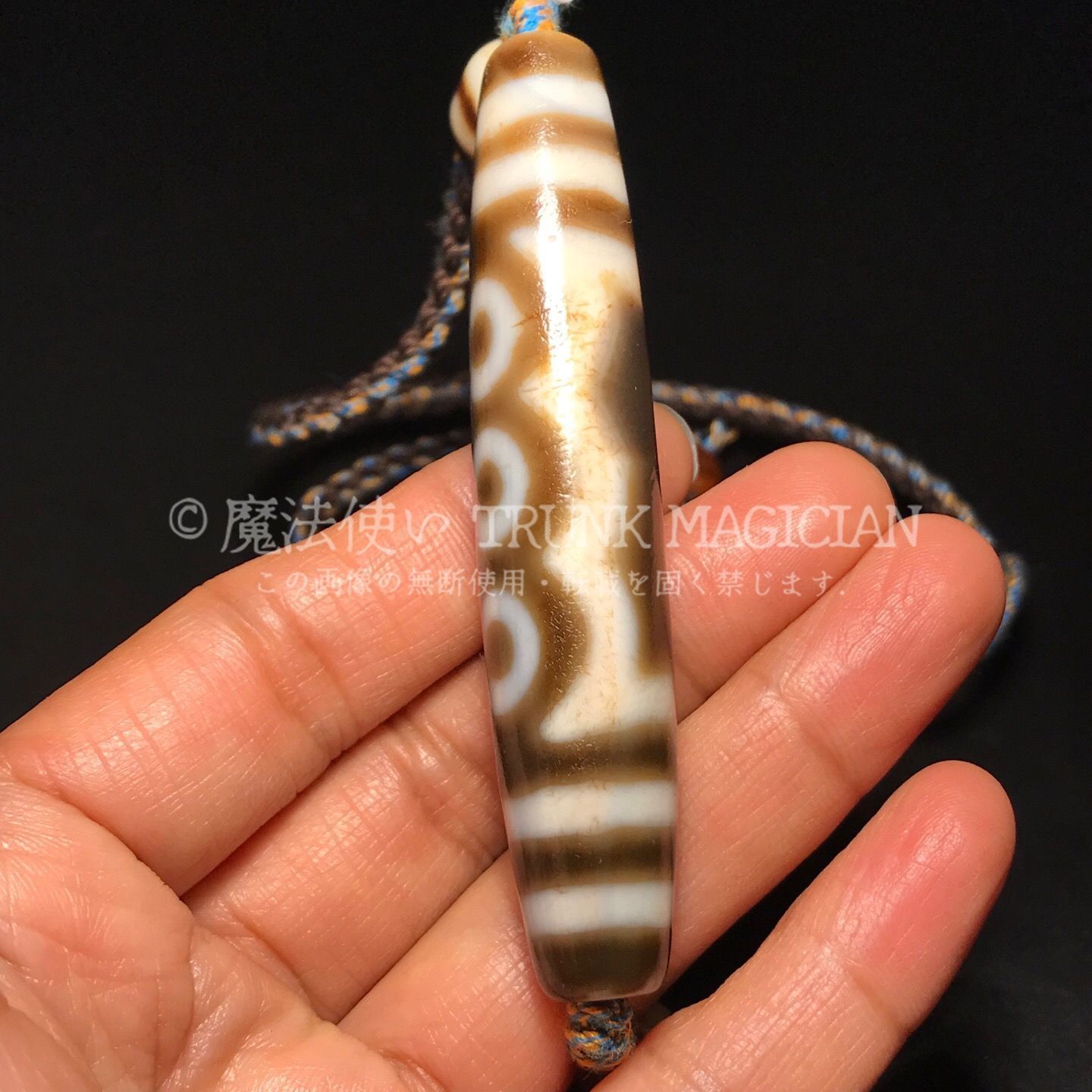 旧家蔵出し 瑪瑙細密彫 自然風化紋 五眼天珠鎖骨ネックレス本 根付