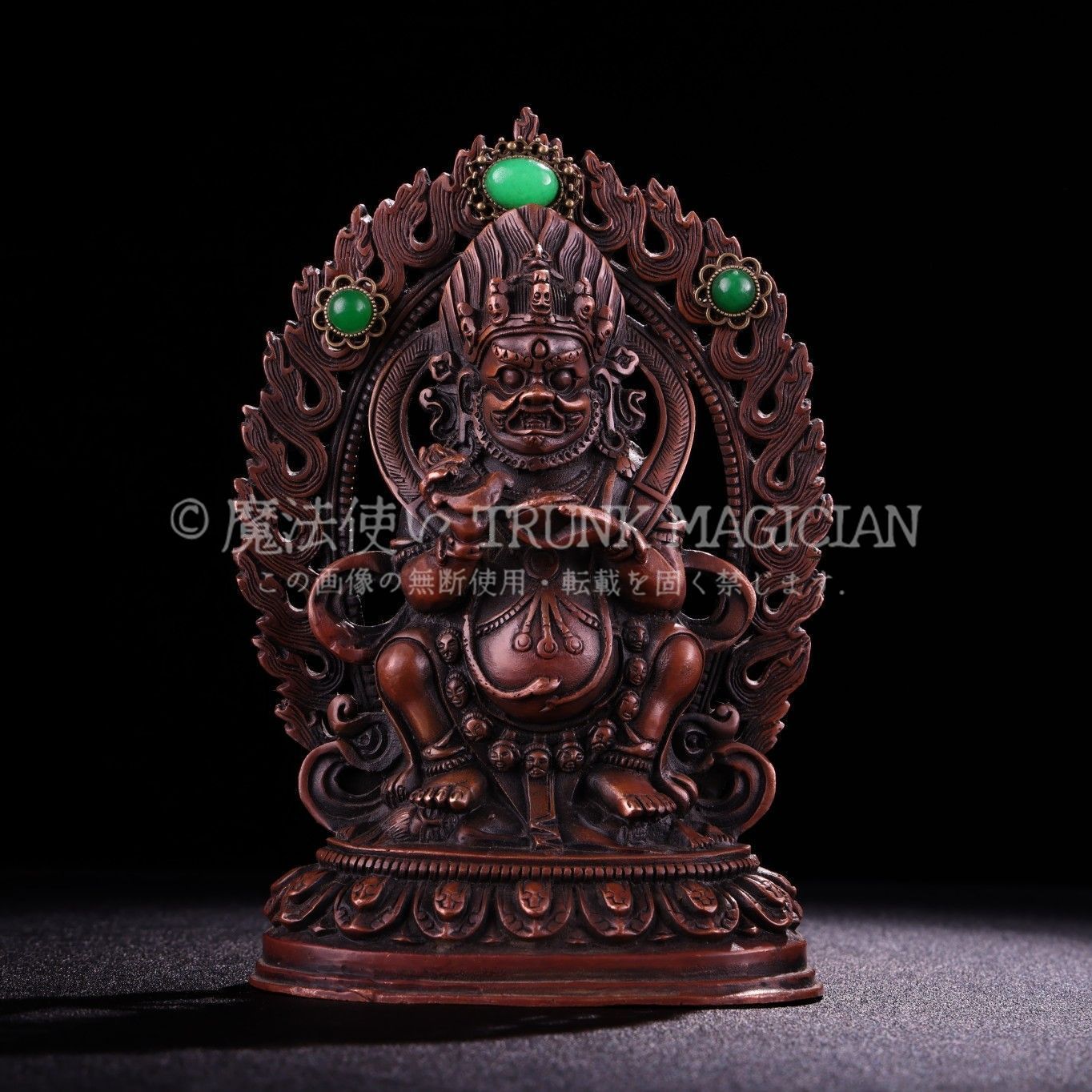 旧家蔵出し 紫銅製 寶石嵌 大黑天 護法像 仏像 密教上品 置物 文房賞物