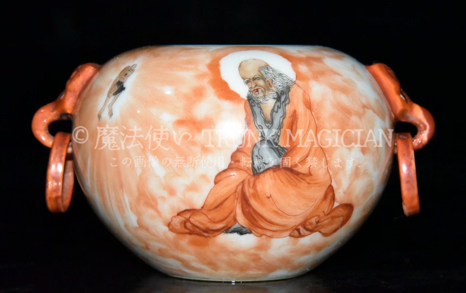 旧家蔵出し 大清乾隆年製 紅釉 人物故事紋 獣頭筆洗 古陶瓷器 陶芸