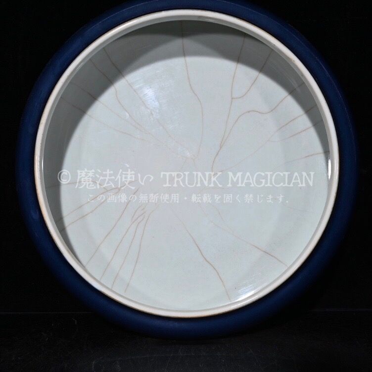 旧家蔵出し 大清康熙年製 霽藍 開片 筆洗 古陶瓷器 陶芸 造型精美 古