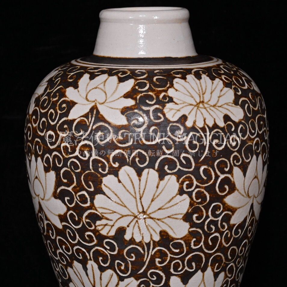 旧家蔵出し 宋 吉州窯 花卉紋 梅瓶一對 古陶瓷器 陶芸 造型精美 古美術